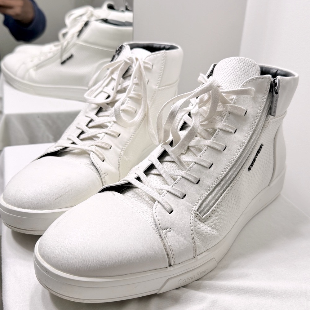 Calvin Klein hi top leather sneakers - size 10